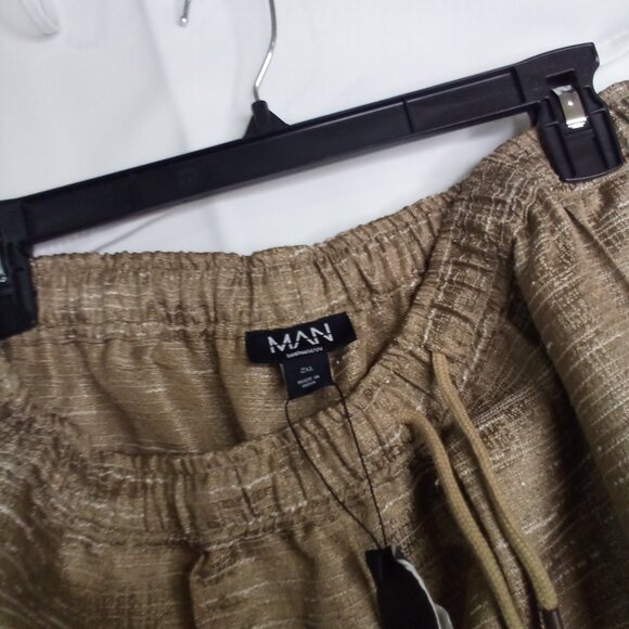 Boohoo Man Shorts Men 2XL Drawstring Elastic Pockets Textured Gold - Picture 11 of 16